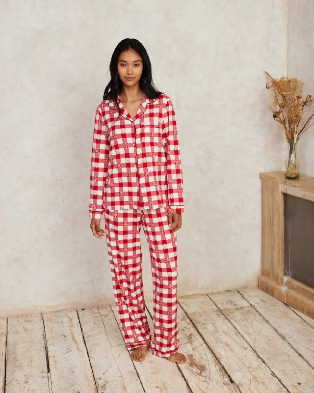 Christmas Snowflakes Check Long Pyjama Set