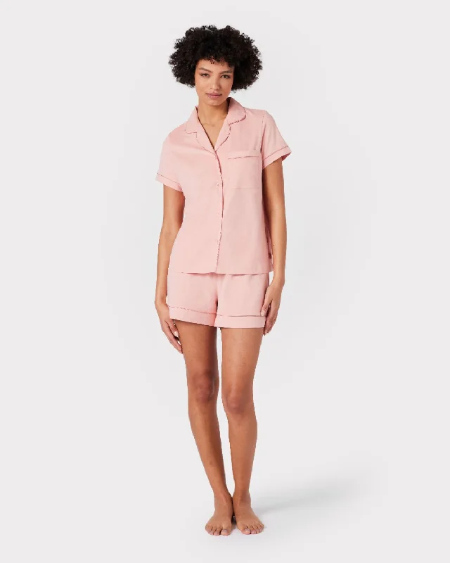 Organic Cotton Button Up Short Pyjama Set - Pink