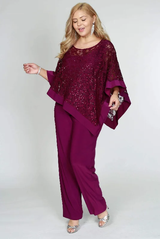 R&M Richards 2289W Plus Size Formal Cape Pant Suits