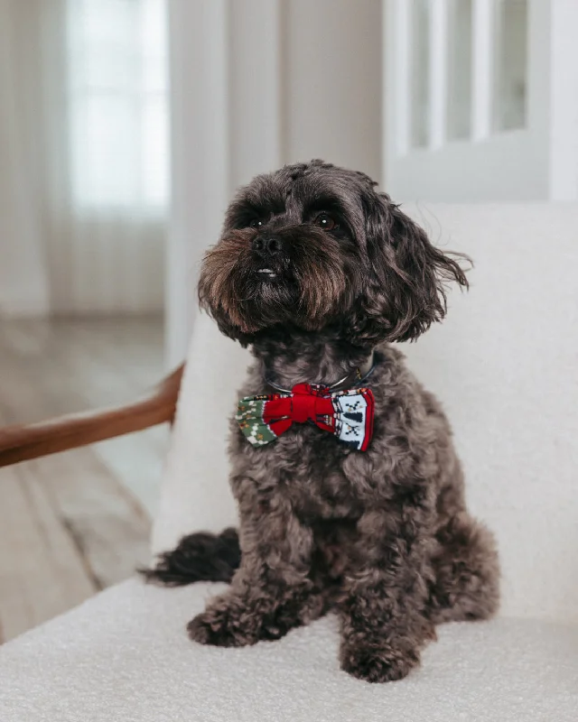 Pet Christmas Nutcracker Fair Isle Print Bow Tie