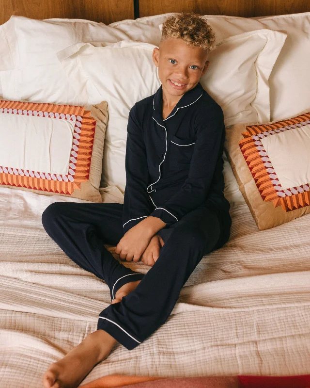 Kids TENCEL™ Modal Long Button Up Pyjama Set - Navy