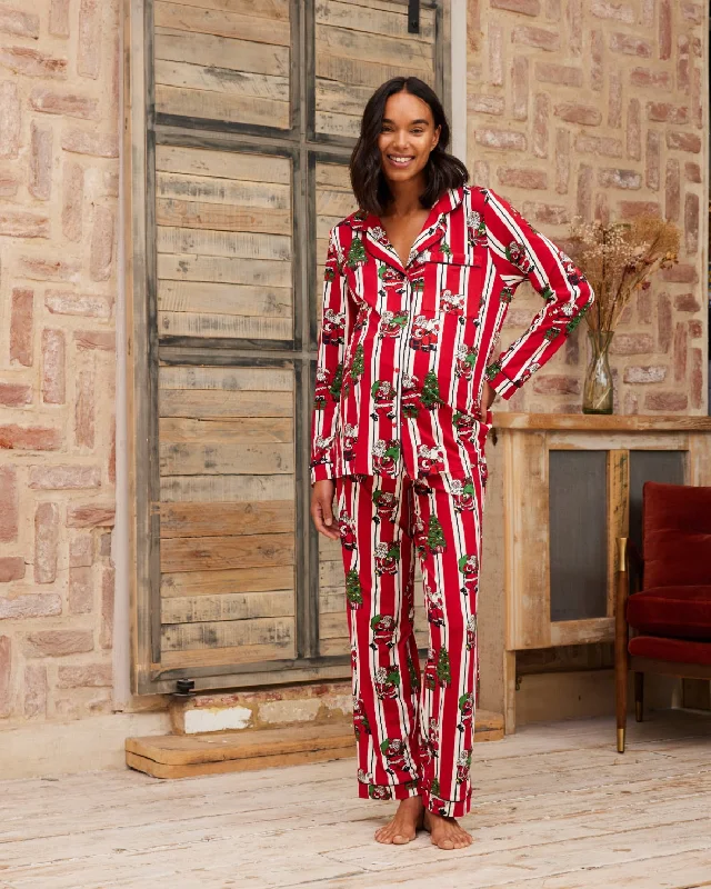 Maternity Christmas Santa Stripe Print Long Pyjama Set