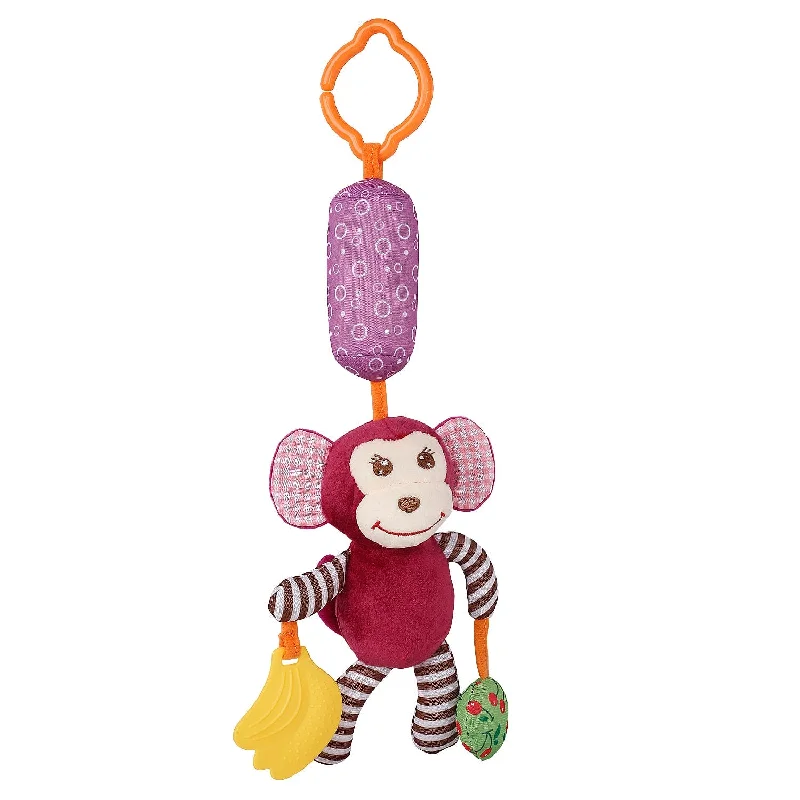 Monkey Maroon Hanging Toy / Wind Chime With Teether