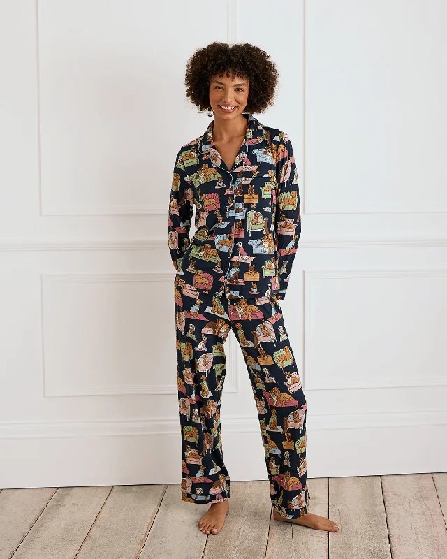 Dogs Night In Print Long Pyjama Set