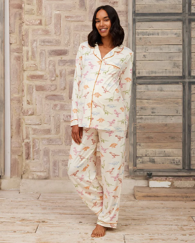 Maternity Dinosaur Print Long Pyjama Set