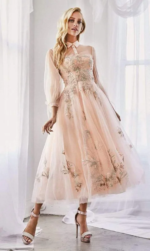 Andrea and Leo - A0862SC Collared High Neck Tulle Lace Dress