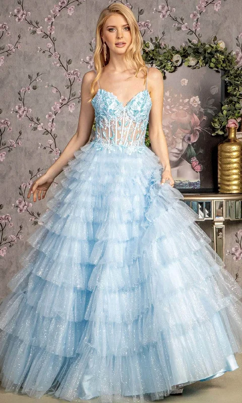 GLS by Gloria GL3464 - Sleeveless Ruffled Skirt Gown