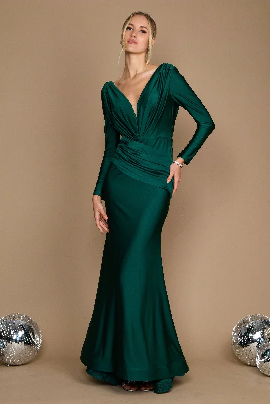 Long Sleeve Formal Fitted Evening Dress