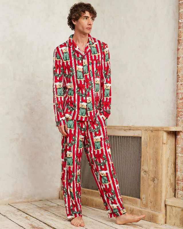 Christmas Dog & Wreath Print Long Pyjama Set