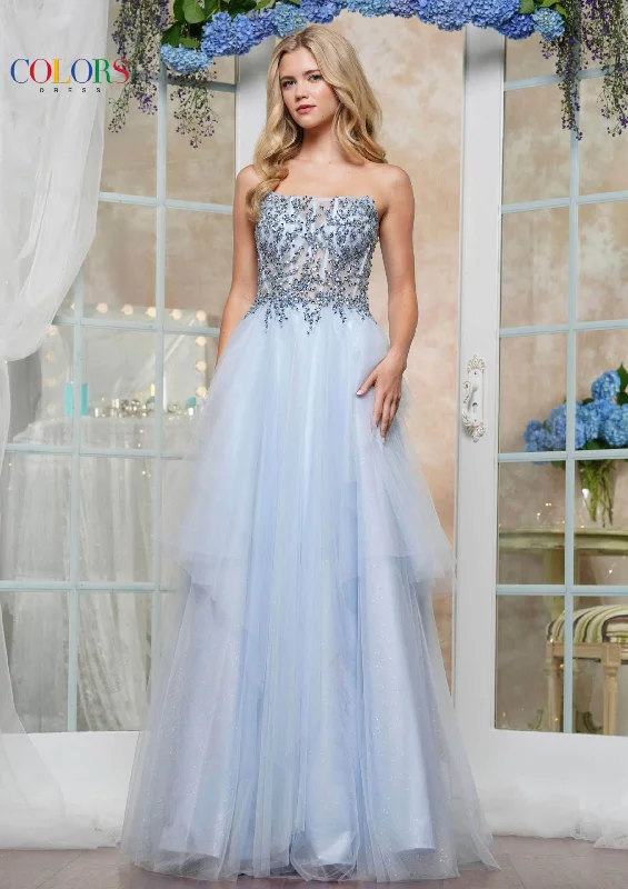 Colors Dress 3475 - Strapless Ruffled Prom Gown