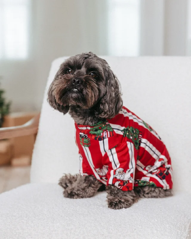 Pet Christmas Santa Stripe Print Pyjama T-shirt