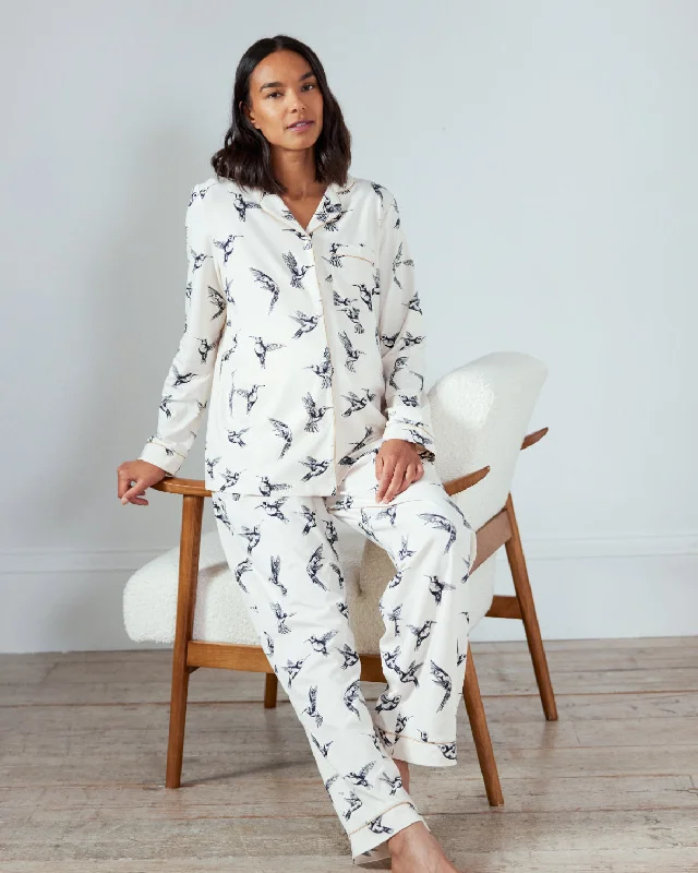 Maternity Organic Cotton Hummingbird Print Long Pyjama Set