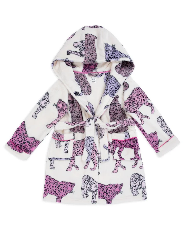 Kids Fleece Leopard Print Dressing Gown