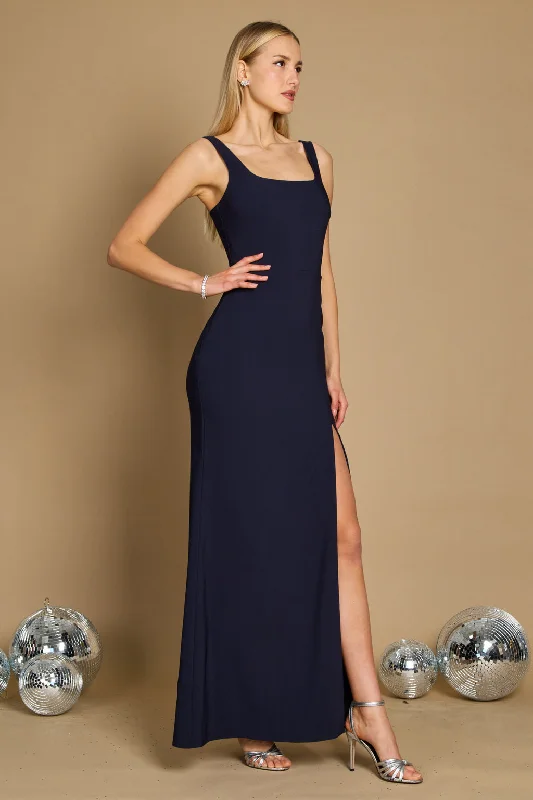 Long Formal Square Neckline Evening Dress