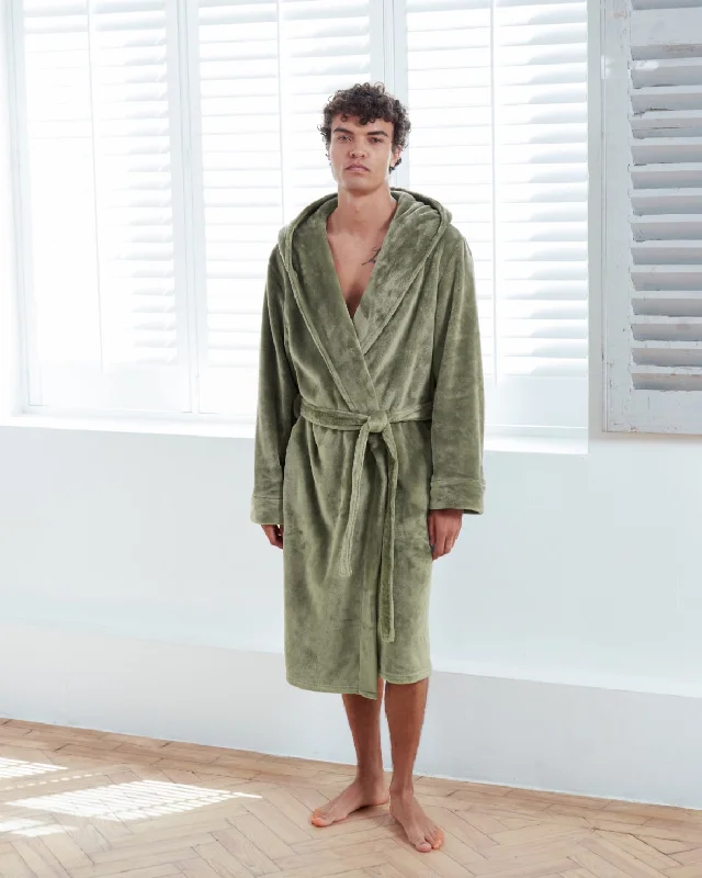 Fleece Dressing Gown - Sage