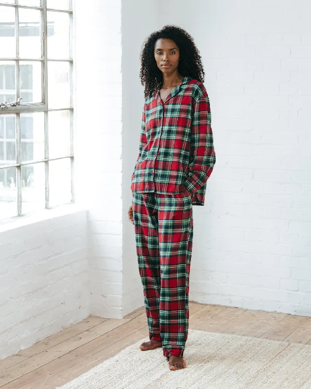 Organic Cotton Brushed Check Long Pyjama Set