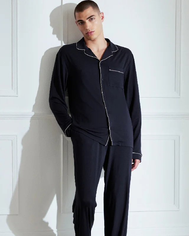 TENCEL™ Modal Long Button Up Pyjama Set - Navy