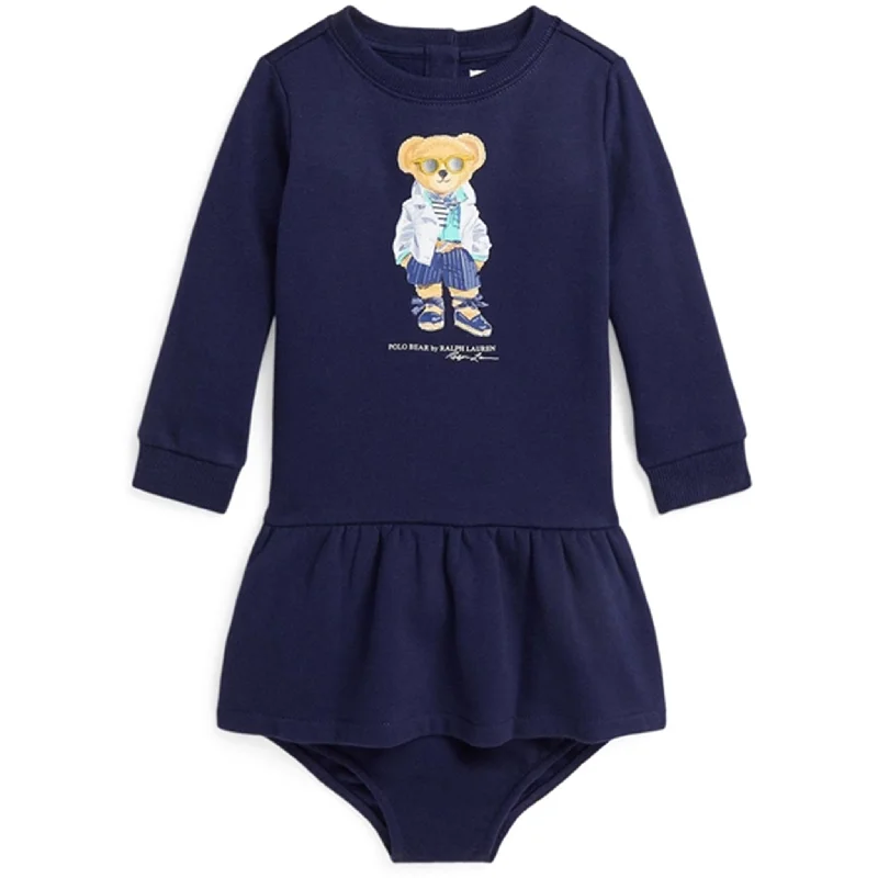 Ralph Lauren Baby Bear Dress And Bloomer Newport Navy