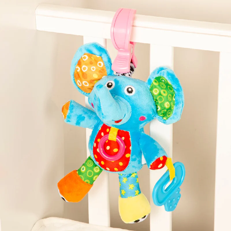 Elephant Blue Pulling Toy With Teether