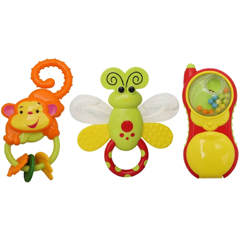 Monkey Bee And Phone Multicolour Set of 3 Musical Rattle Toys