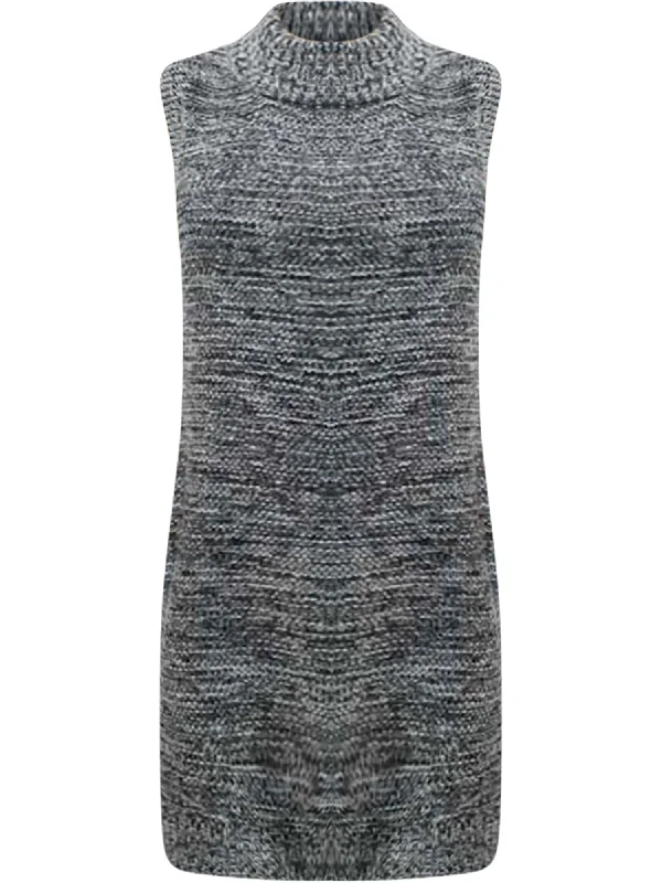 Gray Heathery Sleeveless Knit Sweater Dress