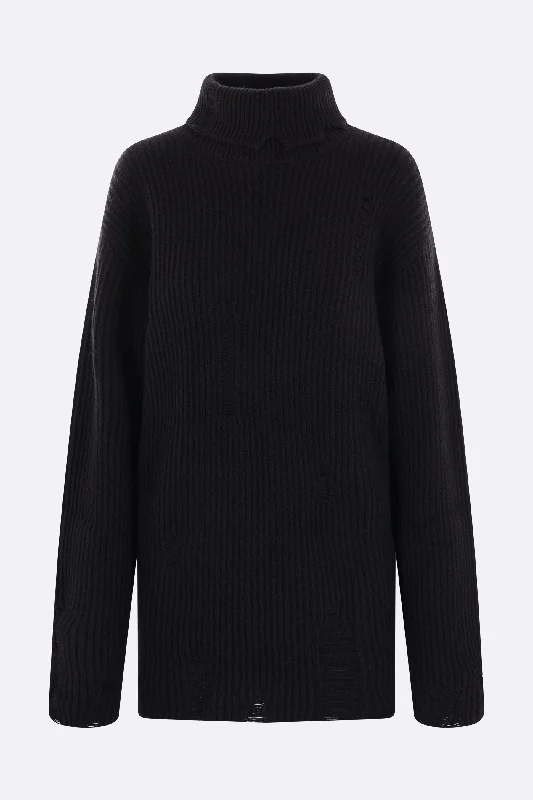 Tone ribbed wool oversize sweater