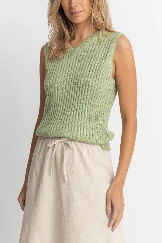 Shell Beach Sweater Vest Sage