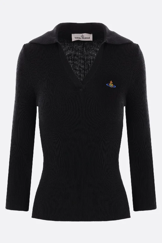 Marina cotton and cashmere polo sweater