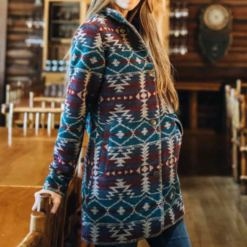 Outback Trading Women's Beet Aztec Long Moree Jacket