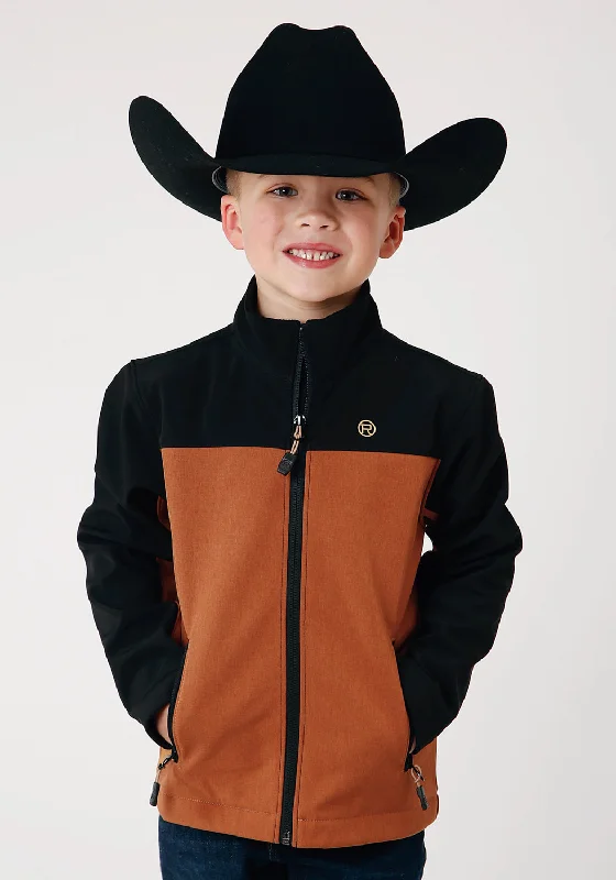 Roper Boys Kids Caramel/Black Polyester Softshell Combo Jacket