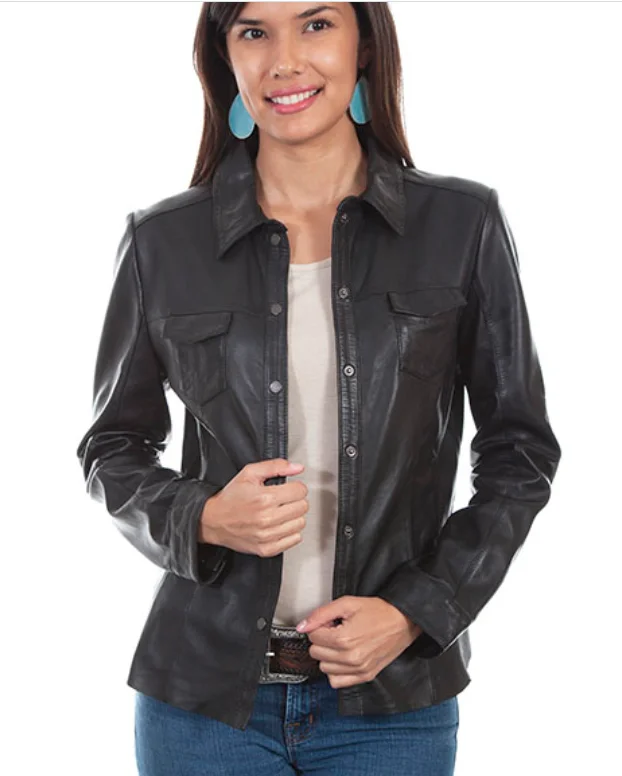 Scully Women's Lambskin Black Snap Jacket