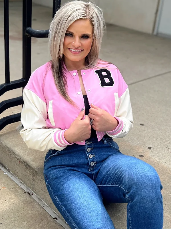 The Pink B Varsity Letterman Jacket