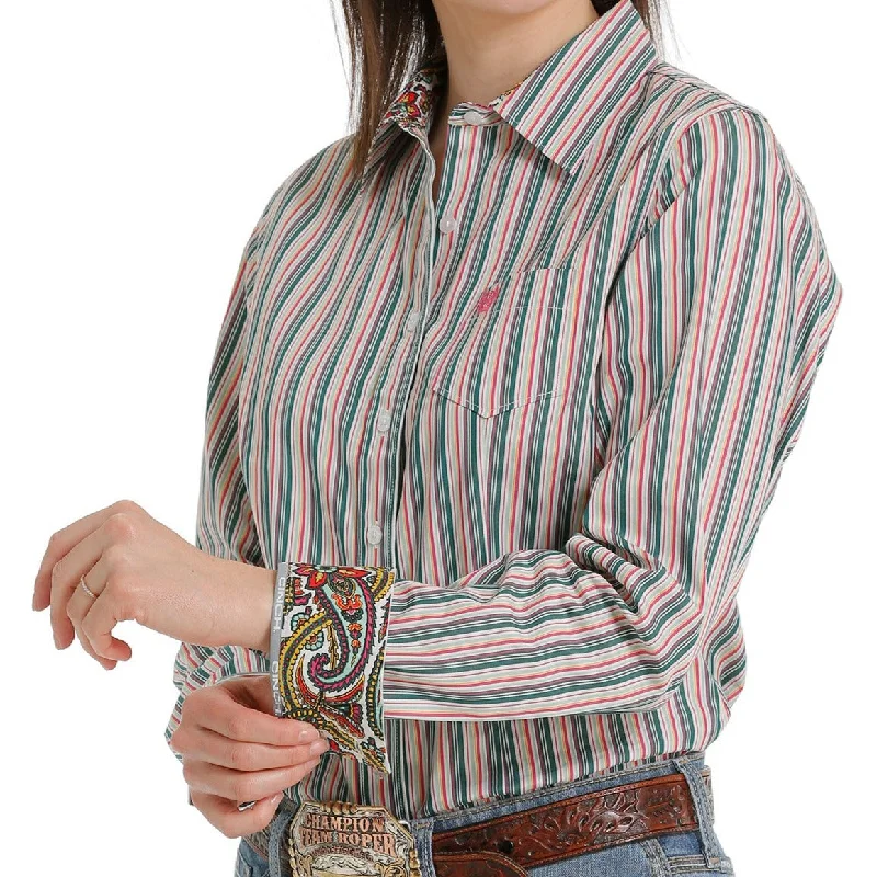 Cinch Women's Multicolor Striped Button Down Shirt