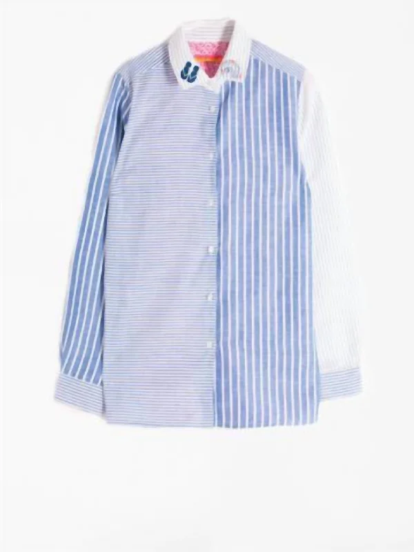 Embroidered Dover Shirt In Blue Stripe