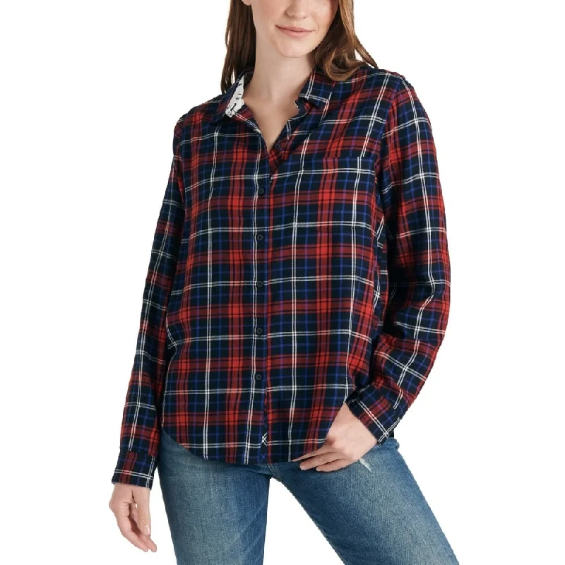 Lucky Brand Women's Plaid Shirt Blue Size Large