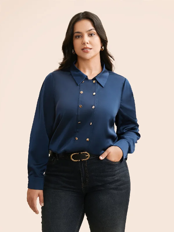 Shirt Collar Metal Detail Blouse