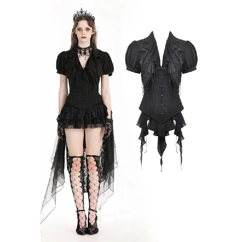 Women's Gothic Plunging Puff Sleeved Shirt