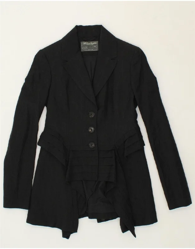 ALL SAINTS Womens Asymetric 3 Button Blazer Jacket UK 10 Small Black Linen