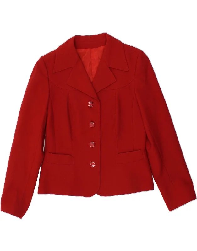 DORENE Womens 4 Button Blazer Jacket UK 12 Medium Red New Wool