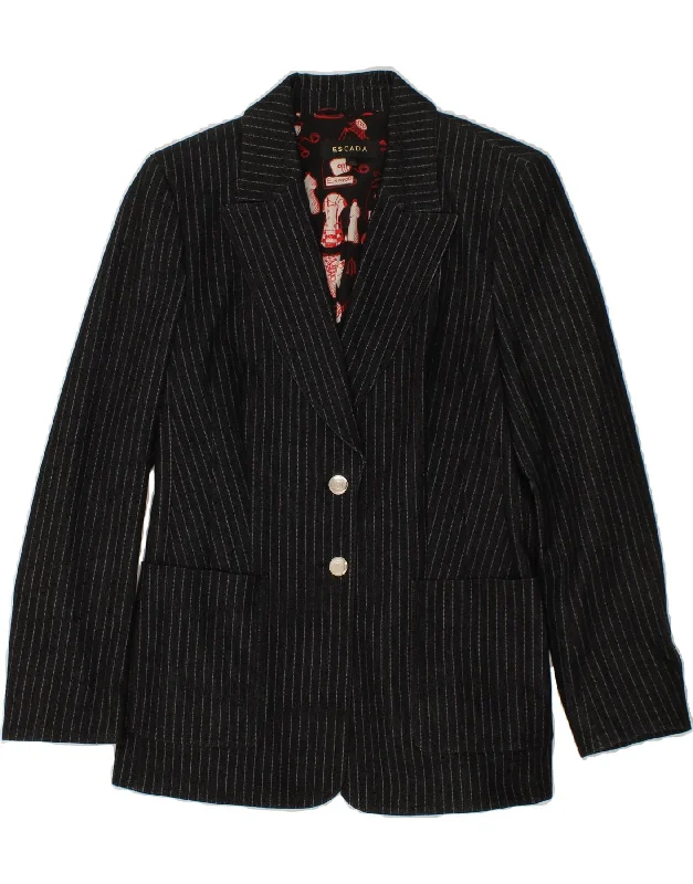 ESCADA Womens 2 Button Blazer Jacket IT 40 Small Black Striped Cotton