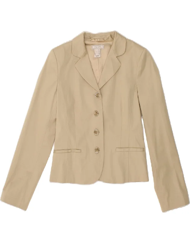 GANT Womens 4 Button Crop Blazer Jacket UK 10 Small Beige Cotton