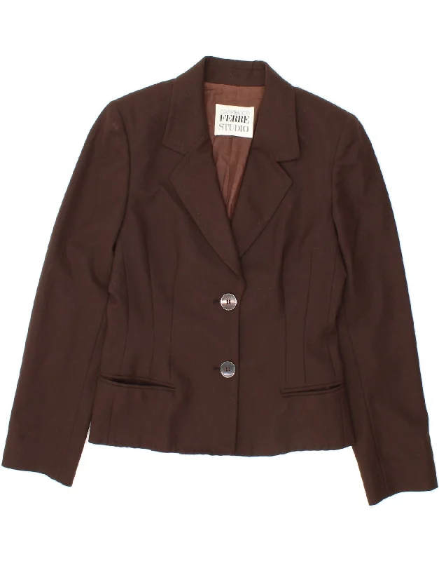 GIANFRANCO FERRE Womens 2 Button Blazer Jacket UK 12 Medium Brown