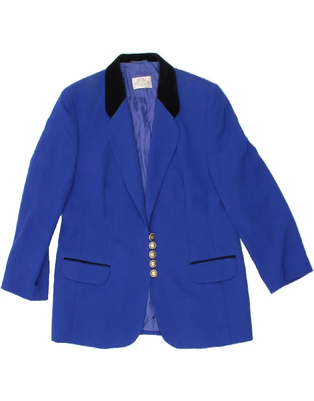 HUCKE Womens 5 Button Blazer Jacket UK 20 2XL Blue Polyester