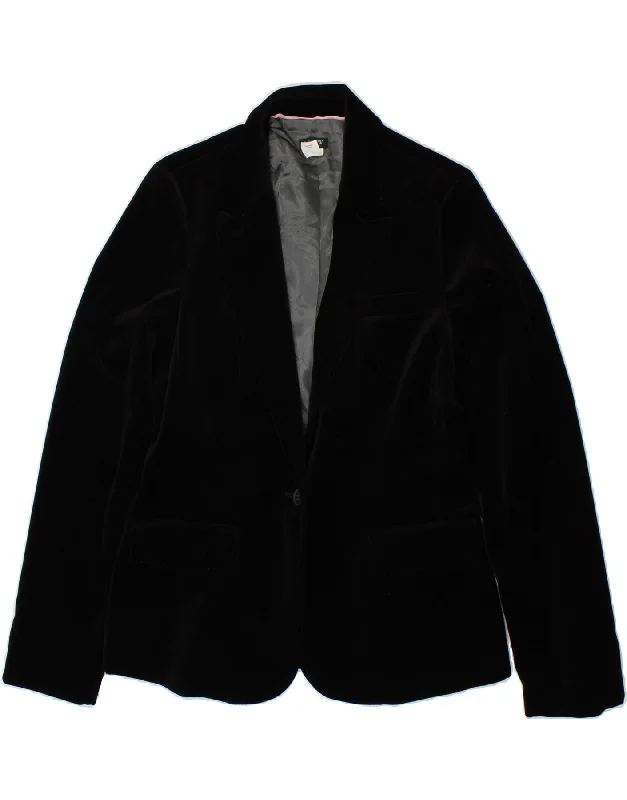 J. CREW Womens 1 Button Blazer Jacket UK 10 Small Black Acetate