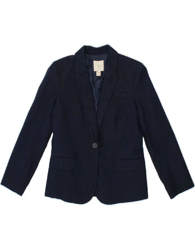 J. CREW Womens 1 Button Blazer Jacket US 4 Small Navy Blue Cotton