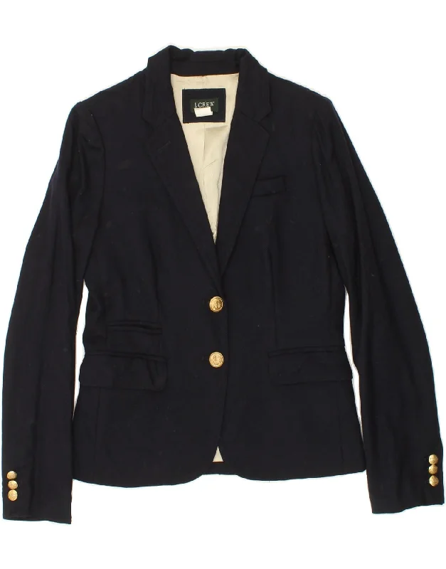 J. CREW Womens Loose Fit 2 Button Blazer Jacket US 2 XS Navy Blue Wool