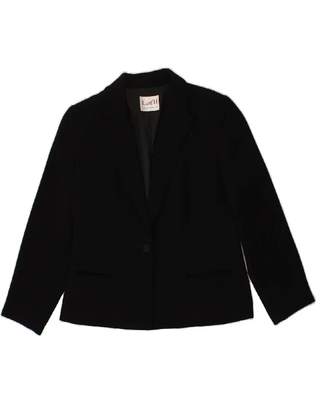 LADY H. Womens Dublin 1 Button Blazer Jacket UK 14 Medium Black Polyester