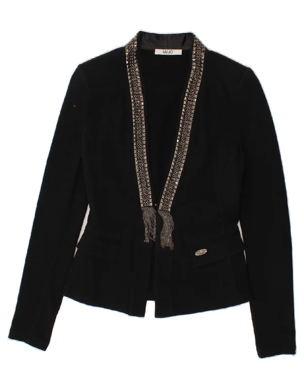 LIU JO Womens Blazer Jacket UK 10 Small Black Cotton