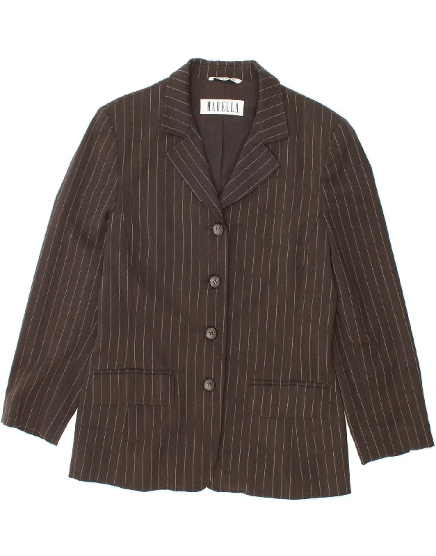 MARELLA Womens 4 Button Blazer Jacket UK 10 Small  Brown Striped