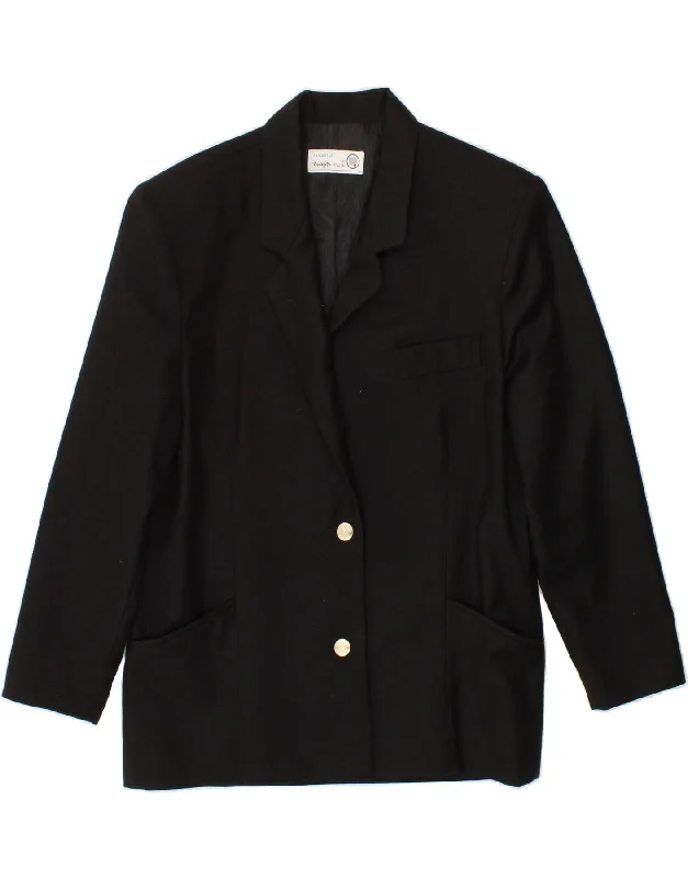 MARZOTTO Womens 2 Button Blazer Jacket IT 40 Small Black Virgin Wool